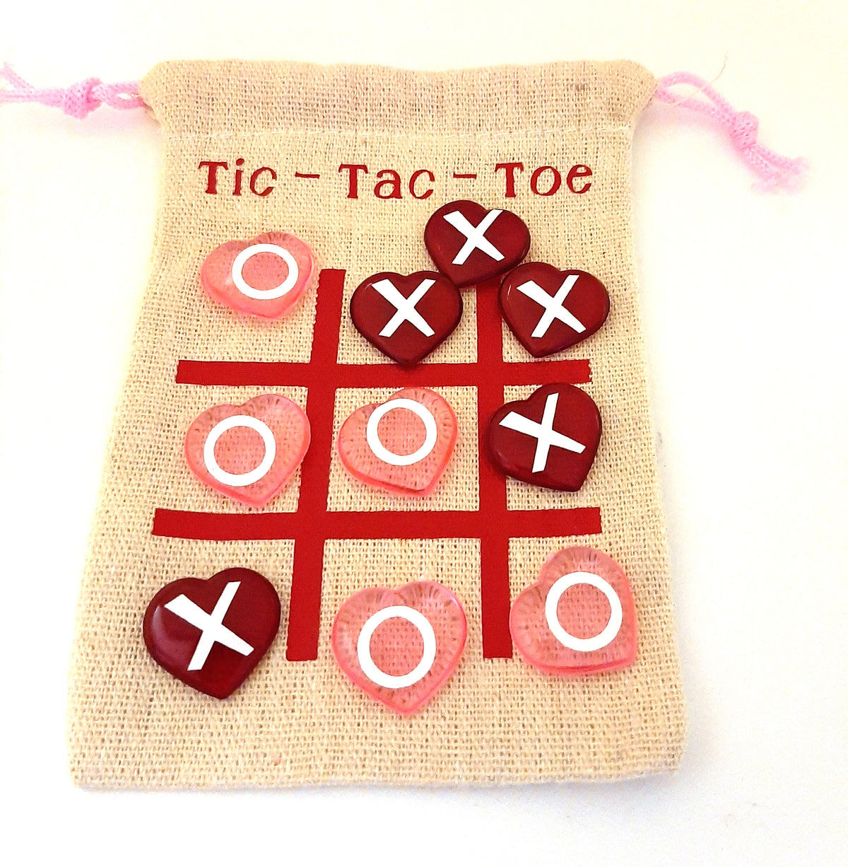 Valentines Day Tic Tac Toe Bags / Valentines Day / Personalized Name / Candy Bags / Travel Game / Portable / Classroom Gift