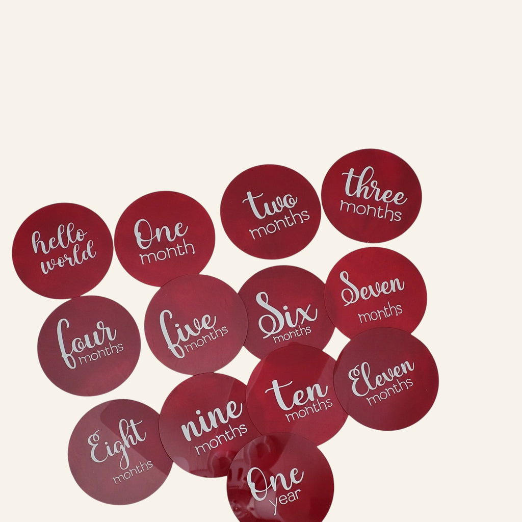 4" Monthly Milestone Markers |Hello World|Baby's First Year|Shower Gift