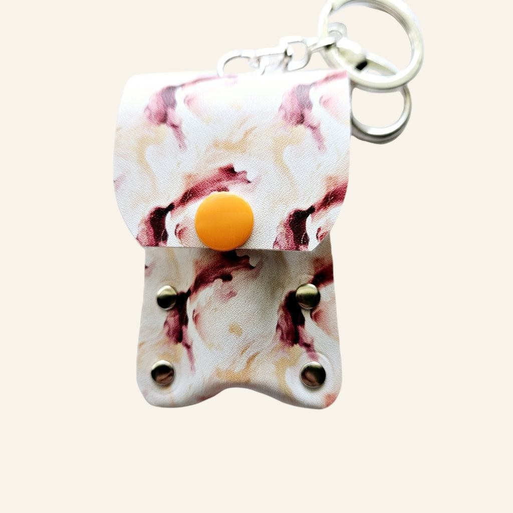 Faux Leather Lip Balm Keychain - Chapstick Holder
