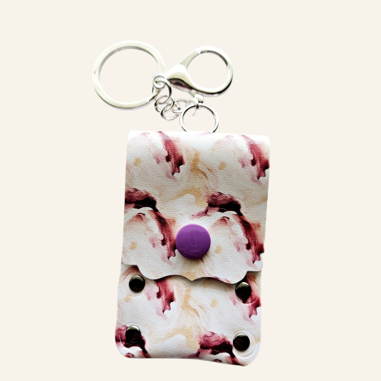 Faux Leather Lip Balm Keychain - Chapstick Holder