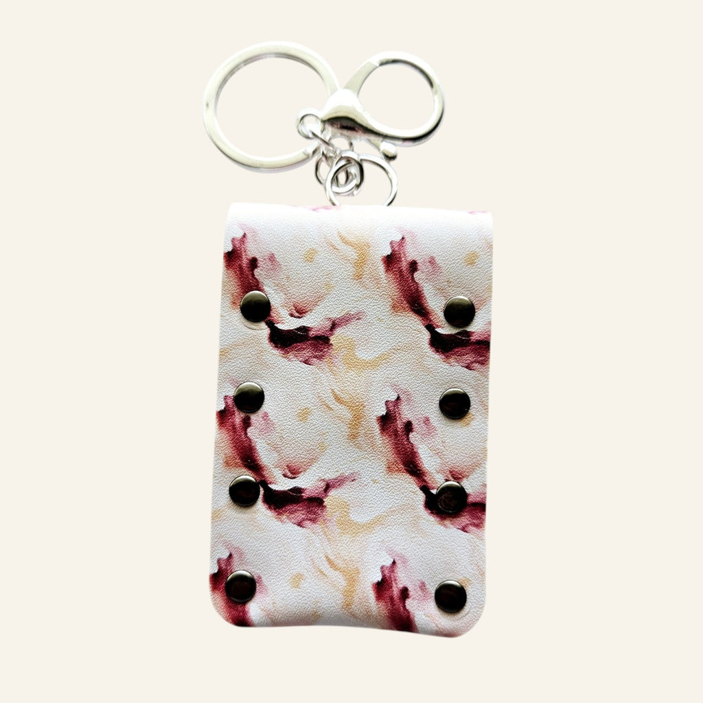 Faux Leather Lip Balm Keychain - Chapstick Holder