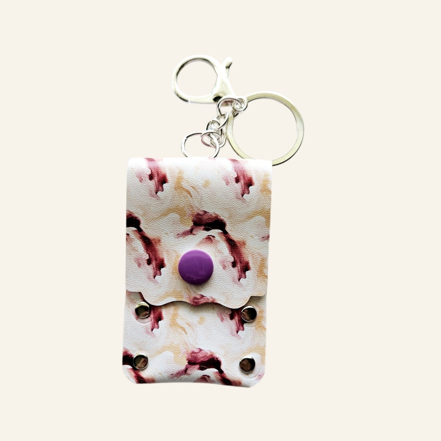 Faux Leather Lip Balm Keychain - Chapstick Holder