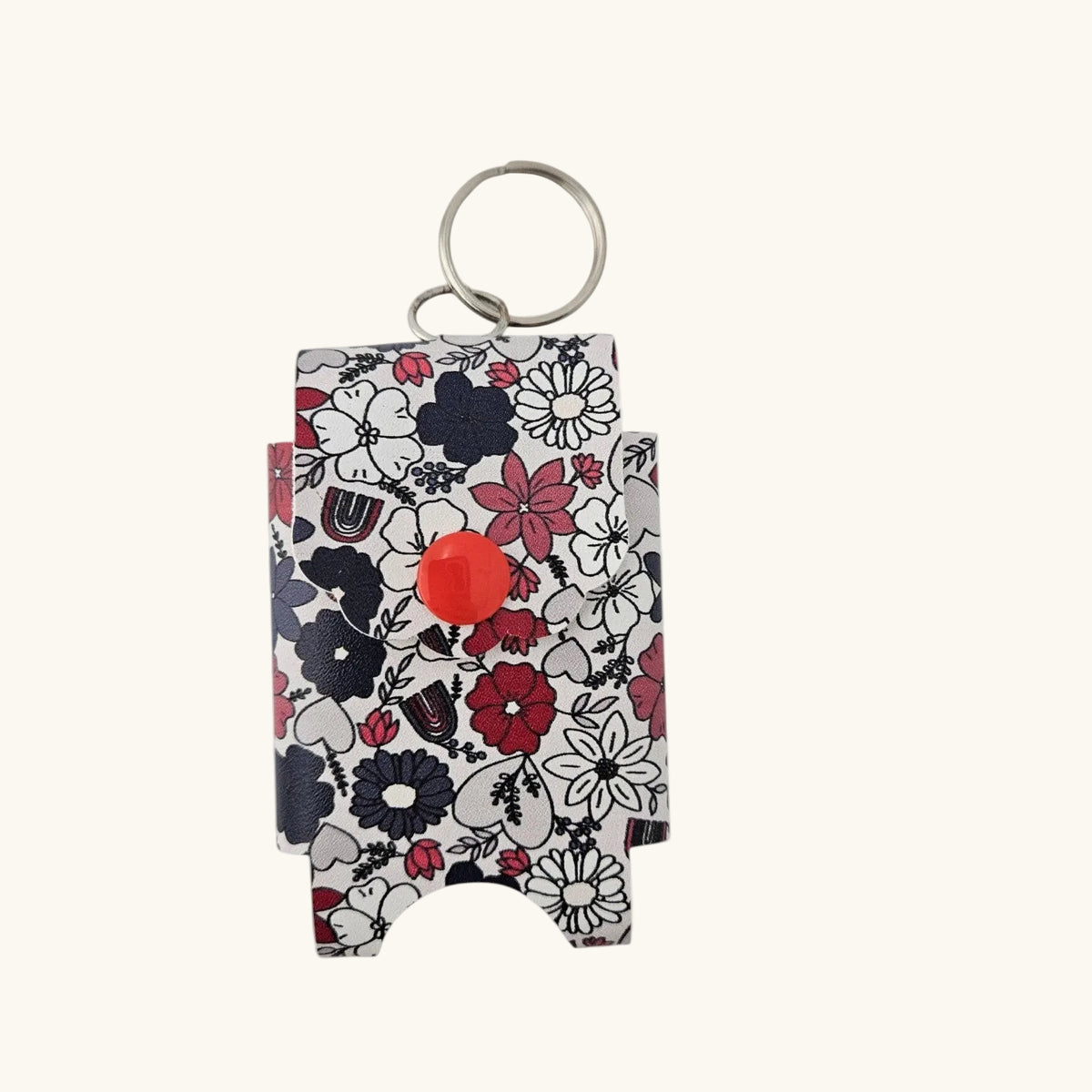 Faux Leather Hand Sanitizer Holder Keychain, Travel Accessory