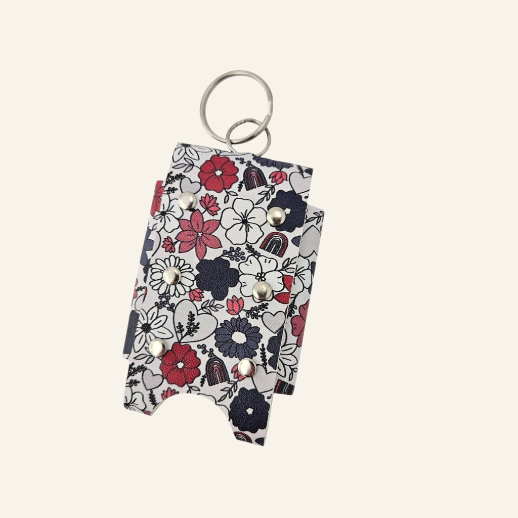 Faux Leather Hand Sanitizer Holder Keychain, Travel Accessory