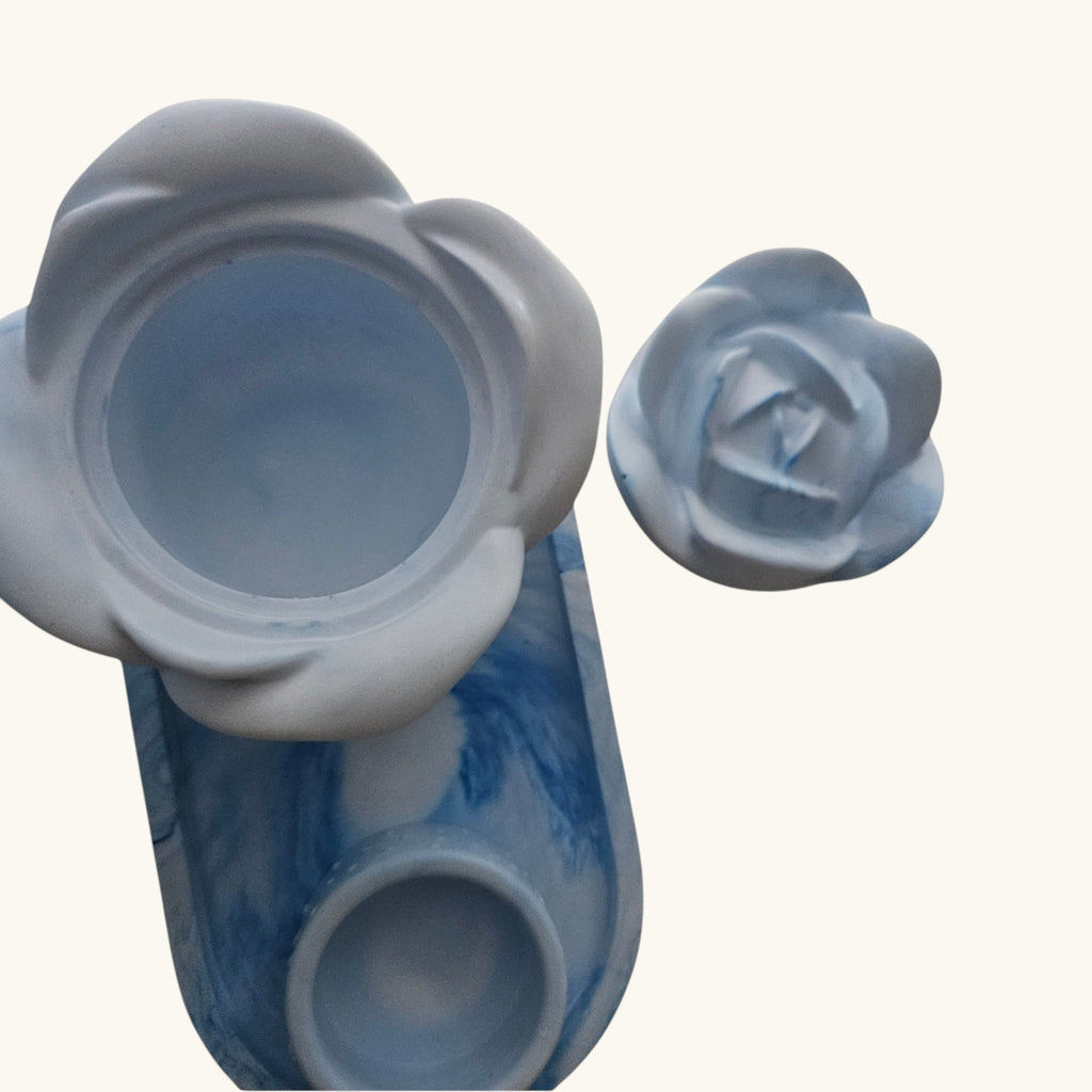 Rose Shaped Storage Jar Candle Vessel Tray Set