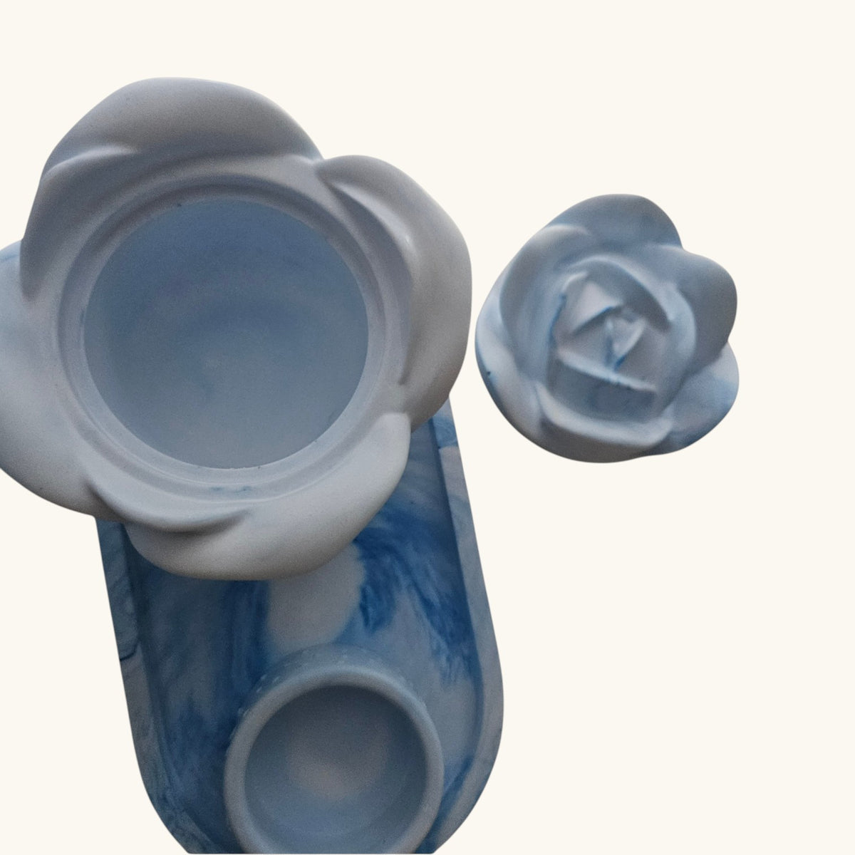 Rose Shaped Storage Jar Candle Vessel Tray Set