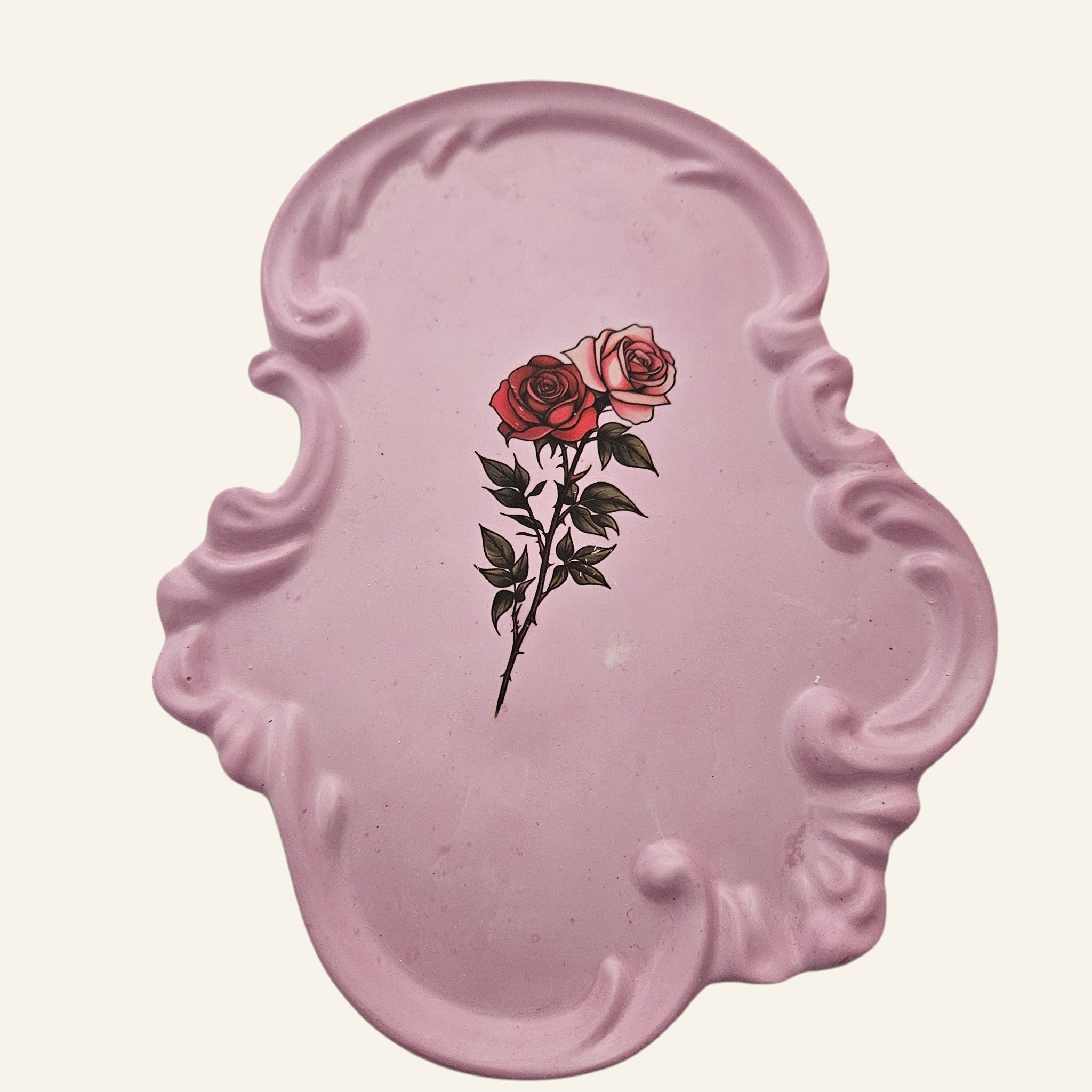 Rose Shaped Storage Jar Candle Vessel Tray Set