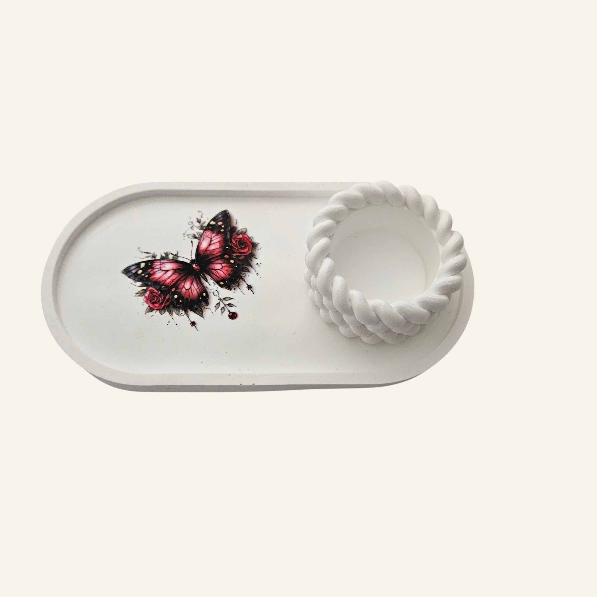 Rose Shaped Storage Jar Candle Vessel Tray Set