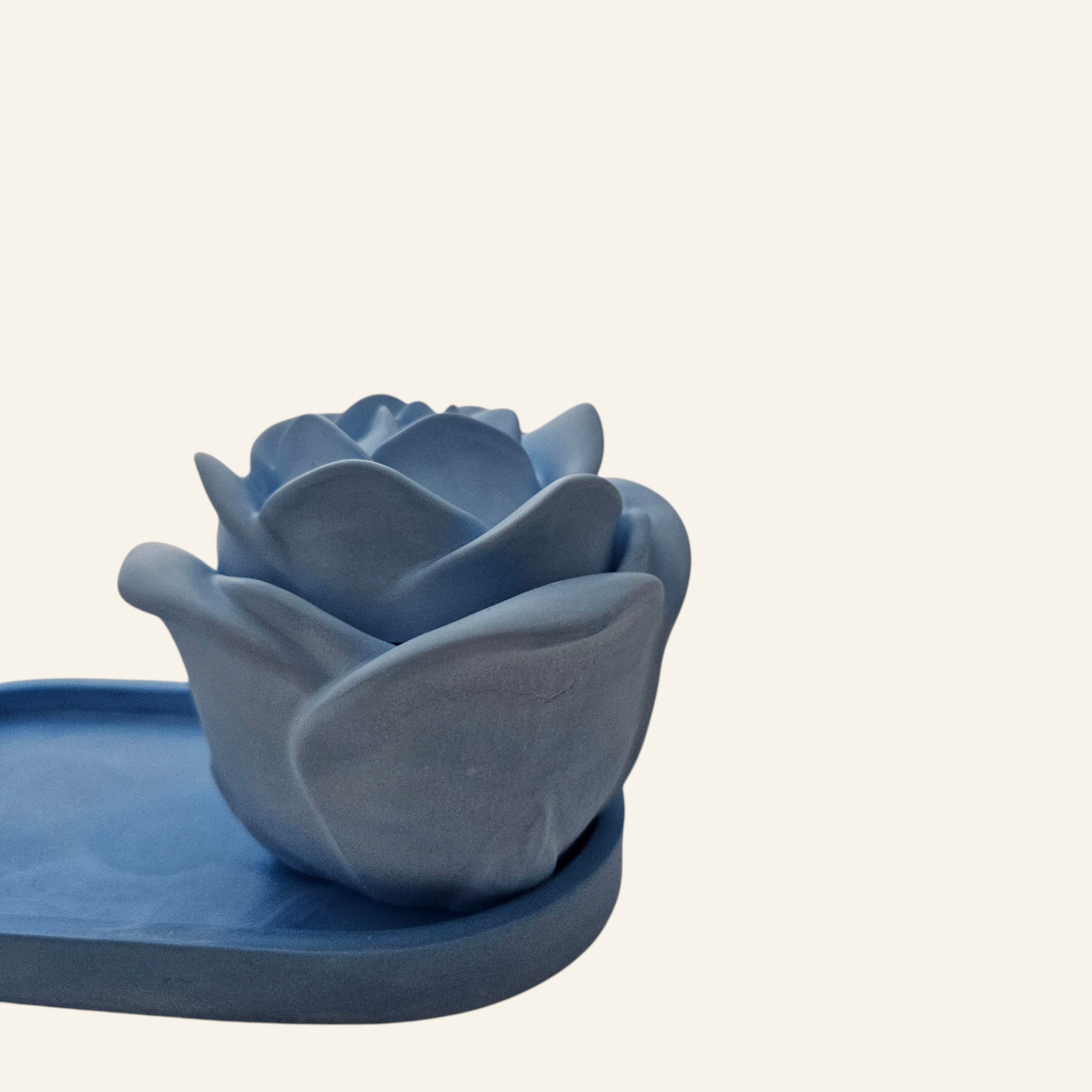 Rose Shaped Storage Jar Candle Vessel Tray Set
