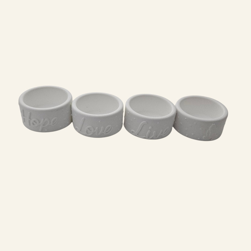 Handmade Ceramic Resin Tealight Holder Set of 4 Hope Love Live Praying Hands
