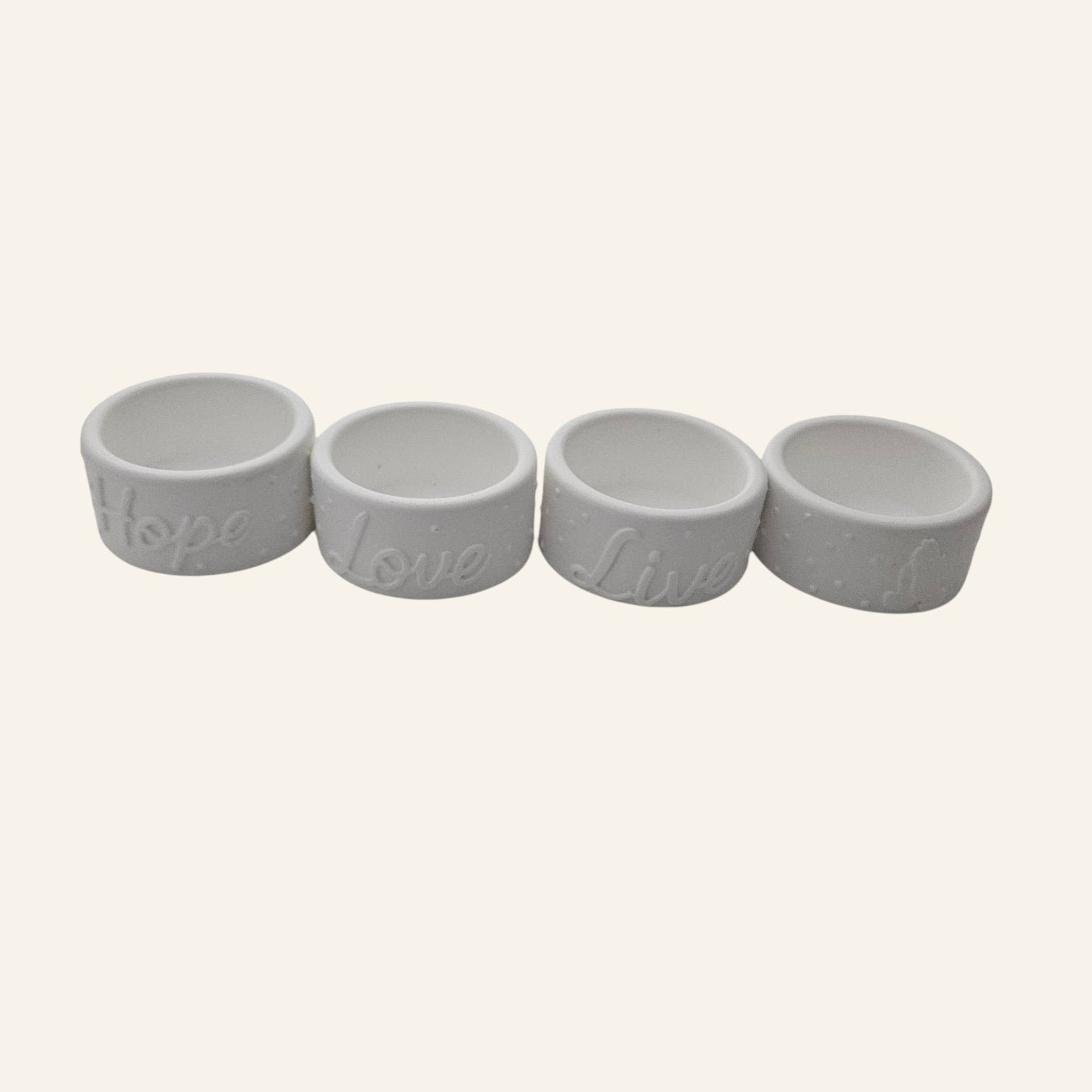 Handmade Ceramic Resin Tealight Holder Set of 4 Hope Love Live Praying Hands