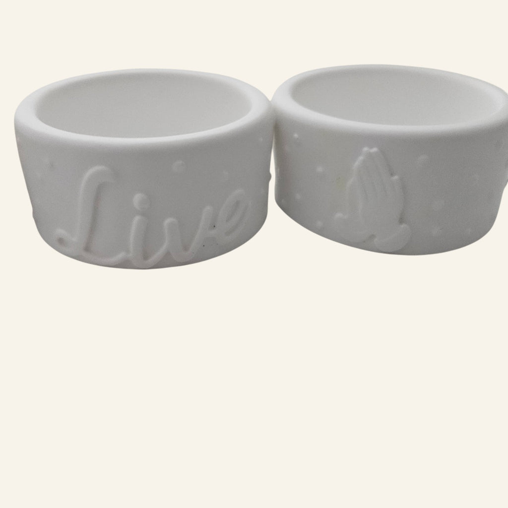 Handmade Ceramic Resin Tealight Holder Set of 4 Hope Love Live Praying Hands