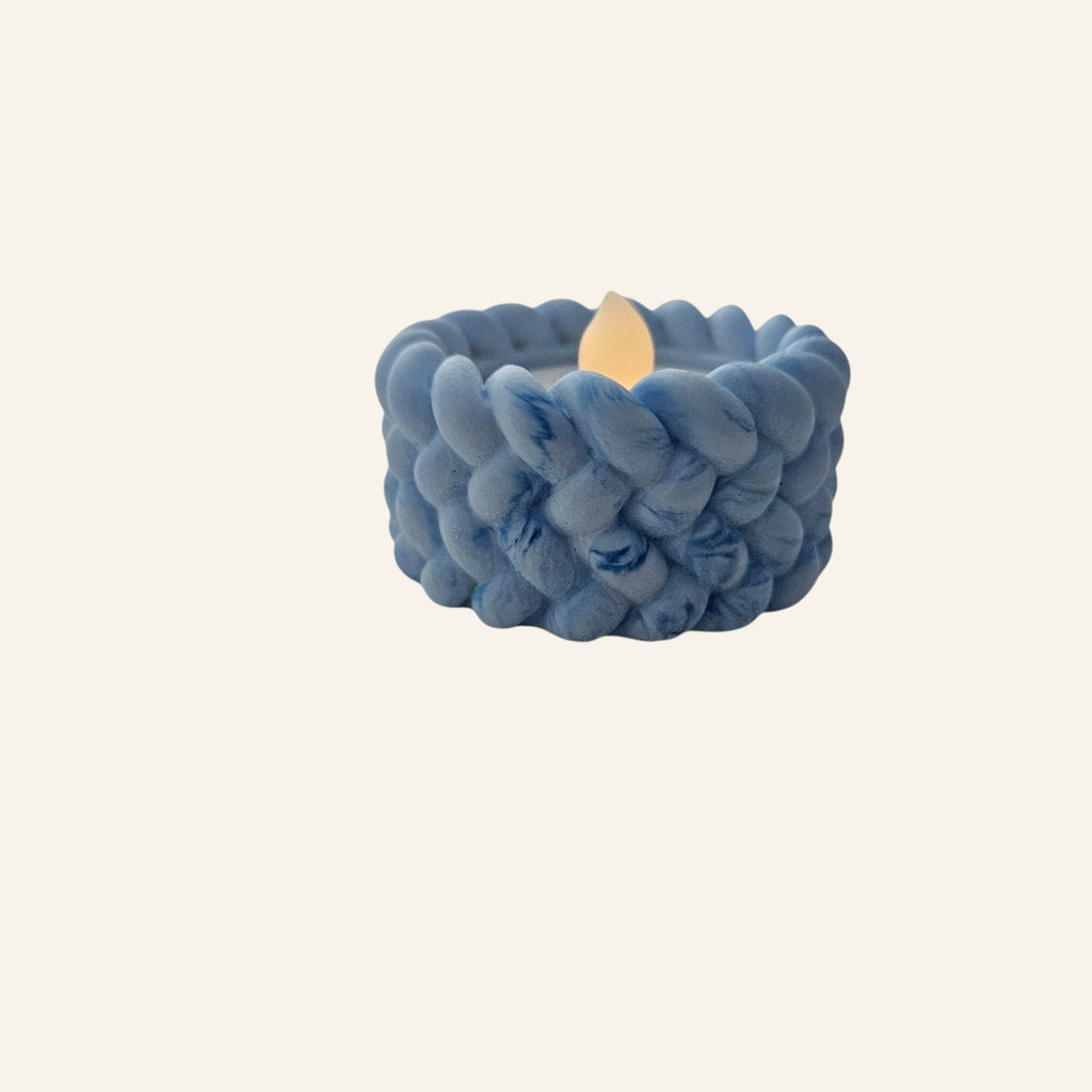 Handmade Braided Eco Resin Tealight Holder – Minimalist Home Decor