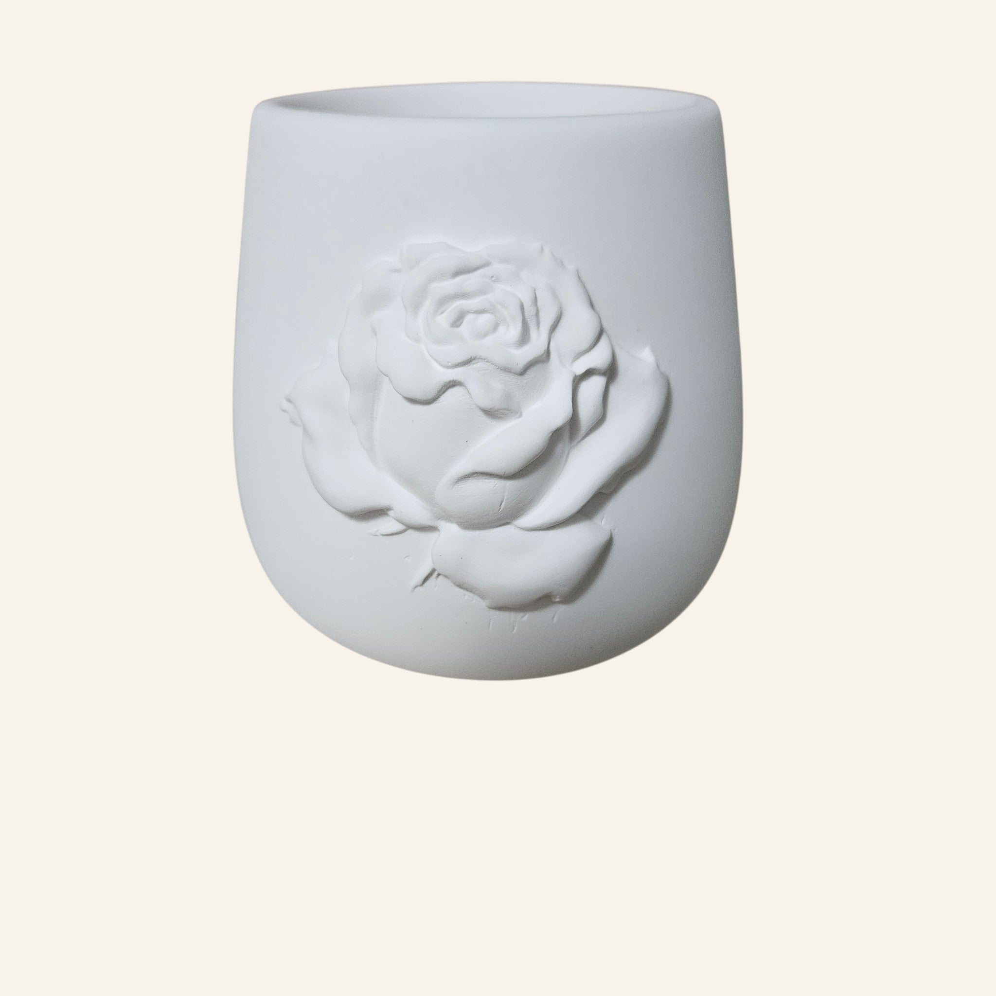 Sculpted Rose Embossed Ceramic Vase