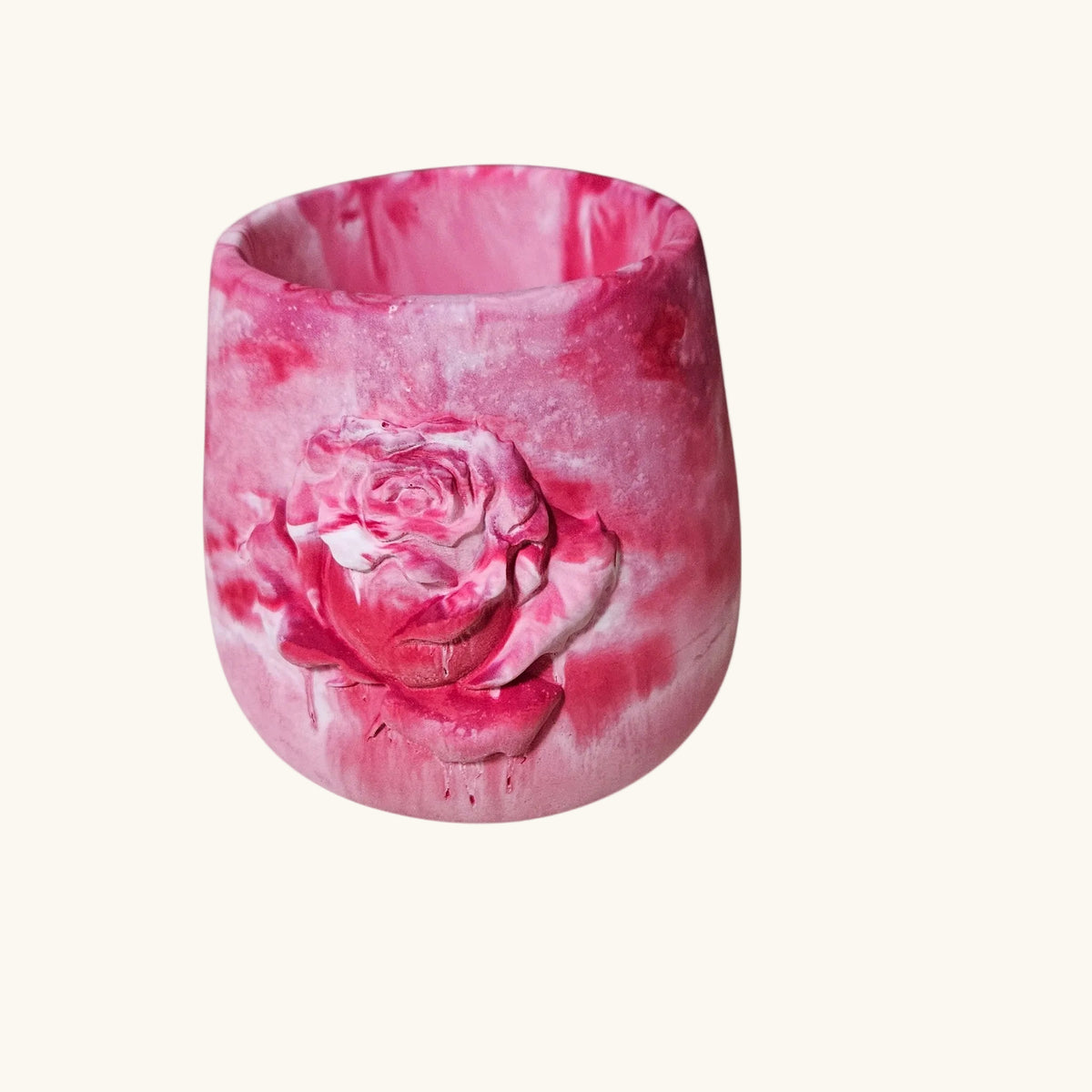 Sculpted Rose Embossed Ceramic Vase