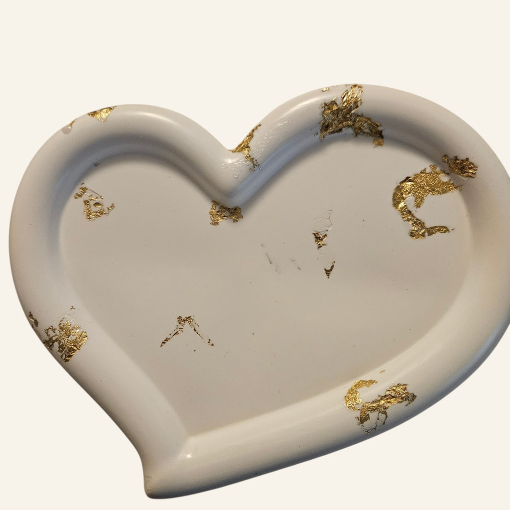 Heart-Shaped Trinket Dish with gold accents