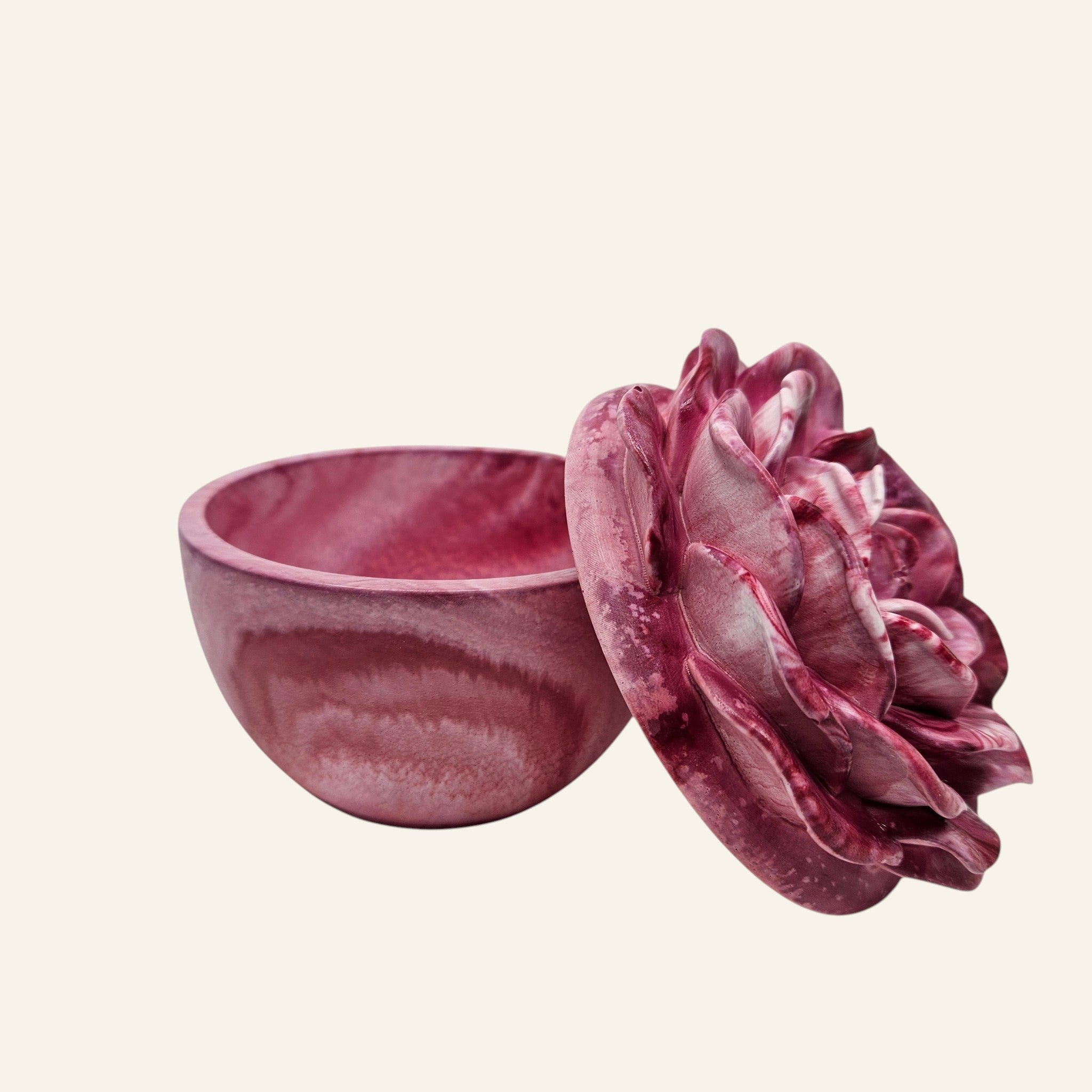Sculpted Rose Candle Trinket Eco Resin Jar
