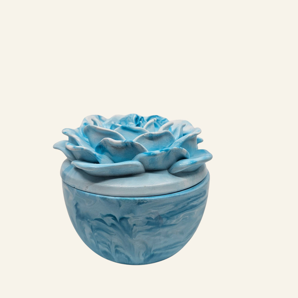 Sculpted Rose Candle Trinket Eco Resin Jar