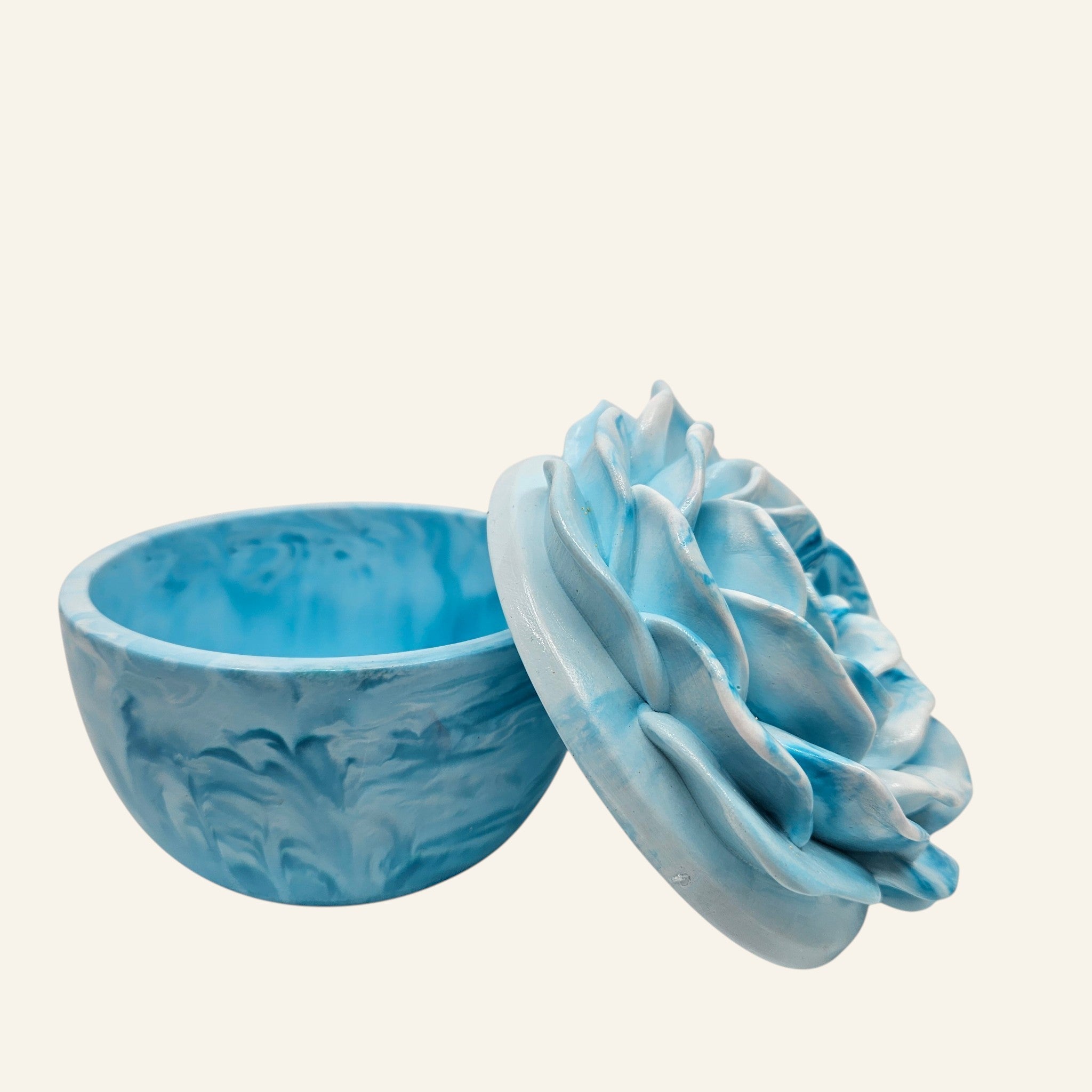 Sculpted Rose Candle Trinket Eco Resin Jar