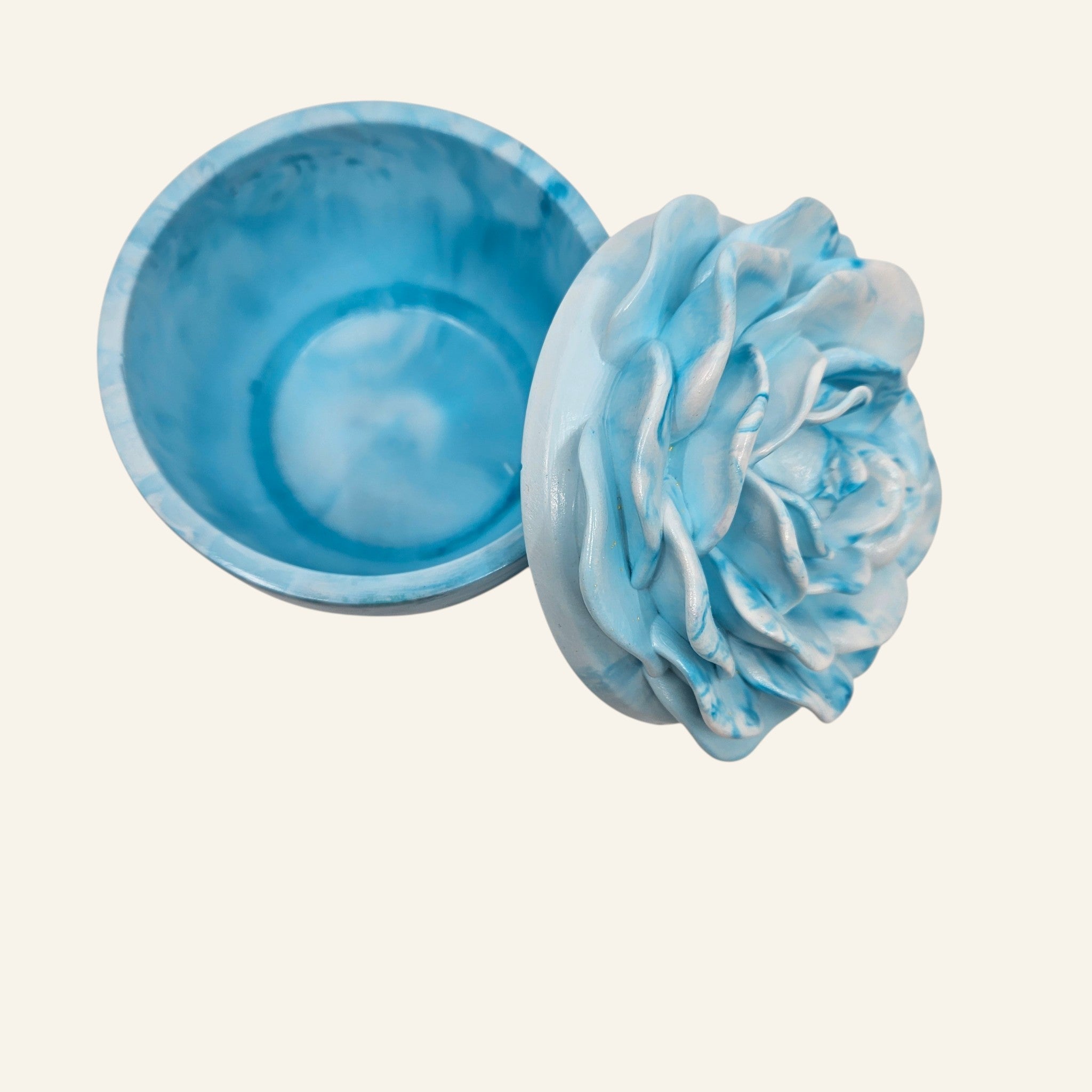 Sculpted Rose Candle Trinket Eco Resin Jar