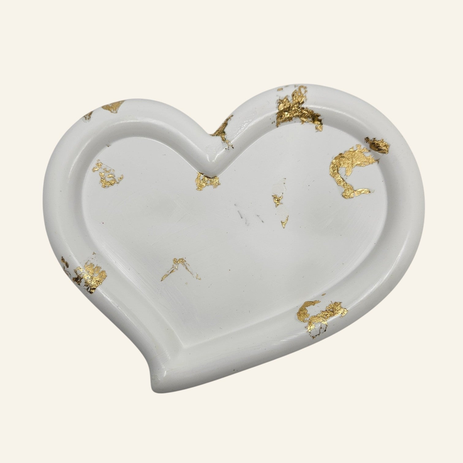 Heart-Shaped Trinket Dish with gold accents