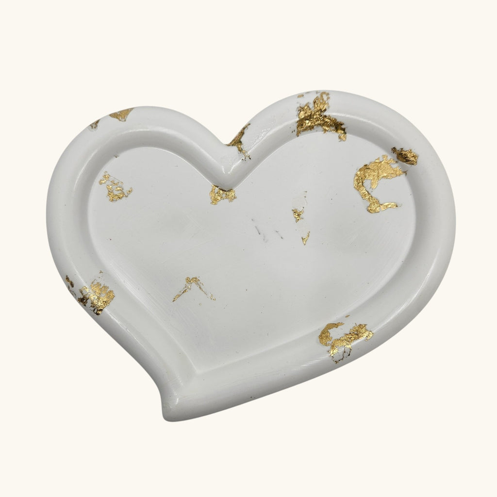 Heart-Shaped Trinket Dish with gold accents