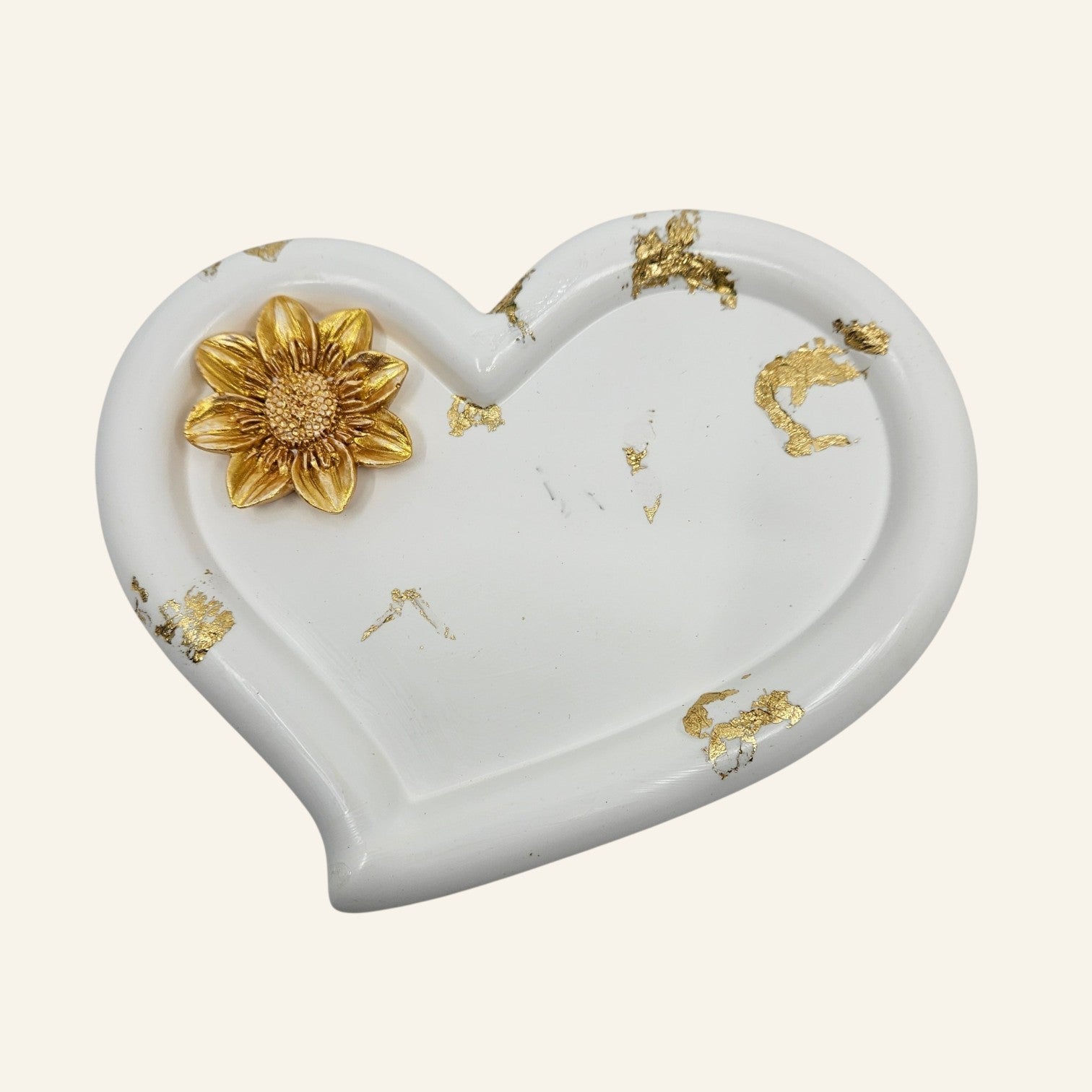 Heart-Shaped Trinket Dish with gold accents