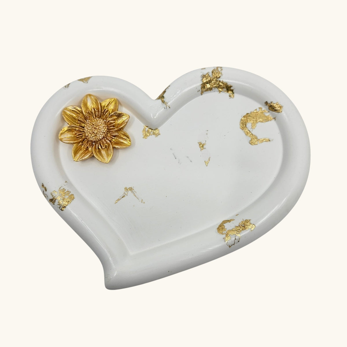 Heart-Shaped Trinket Dish with gold accents