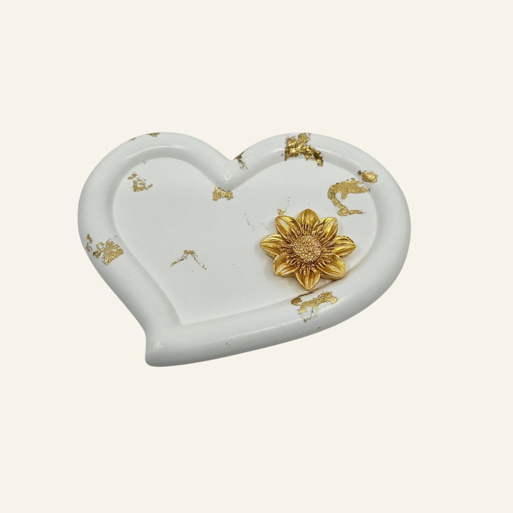 Heart-Shaped Trinket Dish with gold accents
