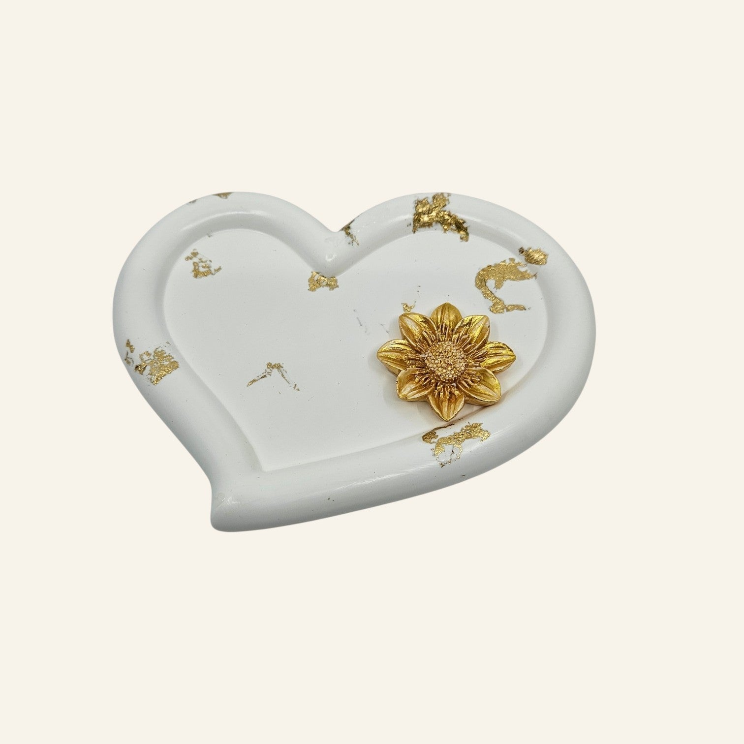 Heart-Shaped Trinket Dish with gold accents