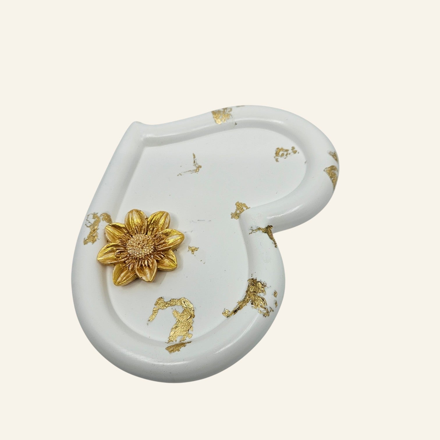 Heart-Shaped Trinket Dish with gold accents