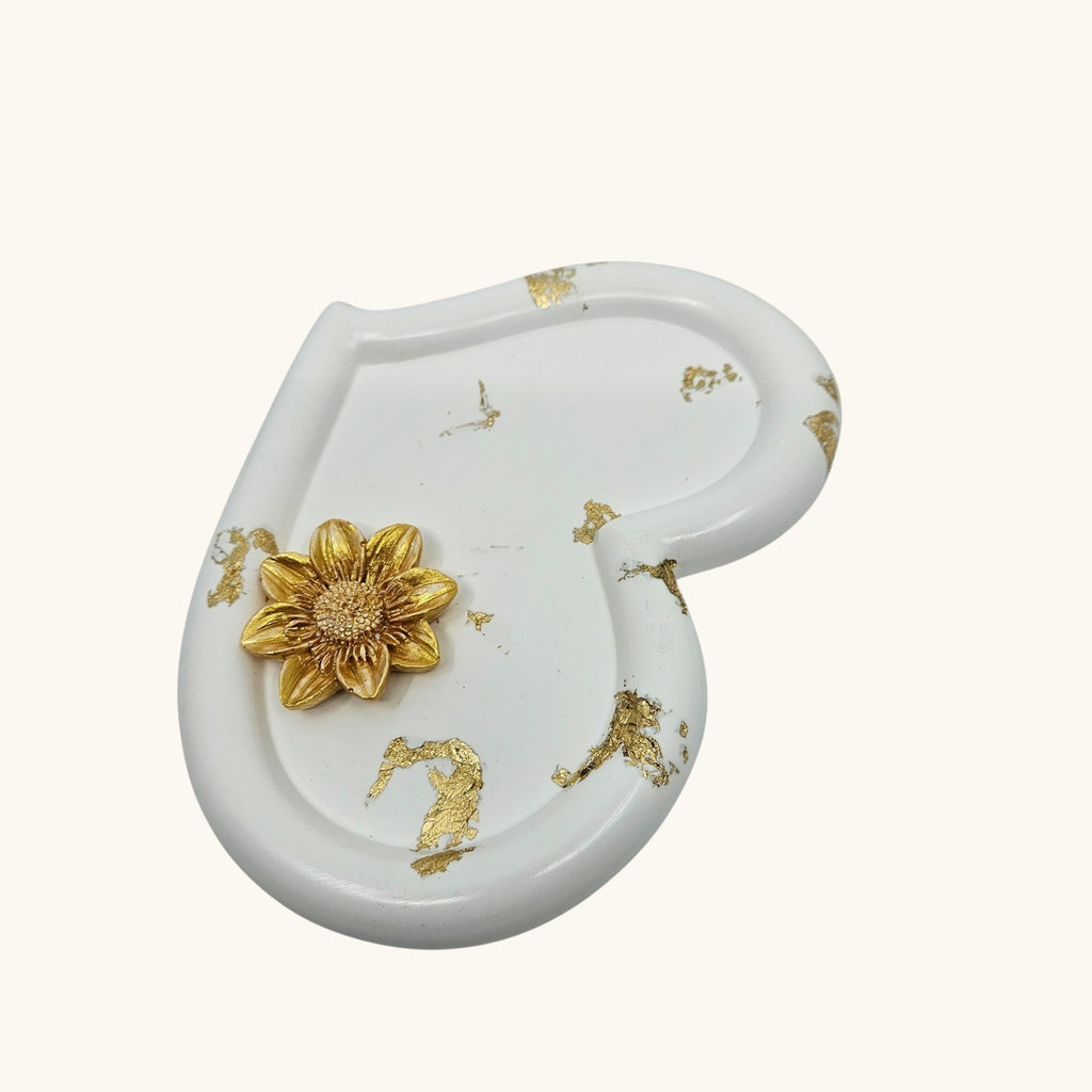 Heart-Shaped Trinket Dish with gold accents