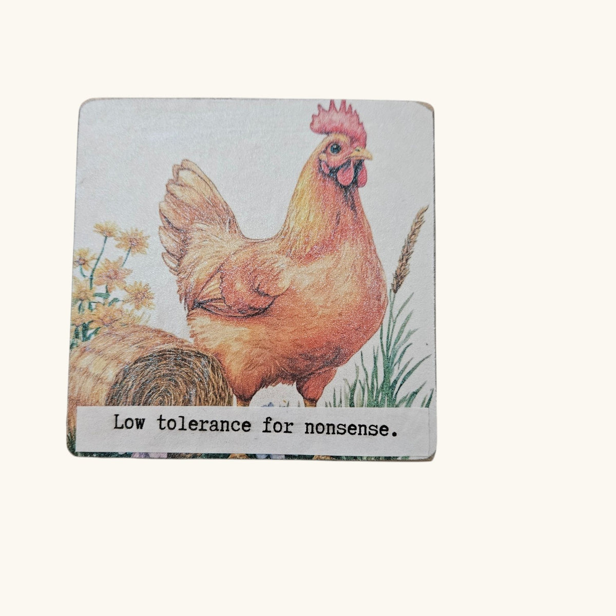 Chicken Motivational Wood Block Desk/Shelf Sitter