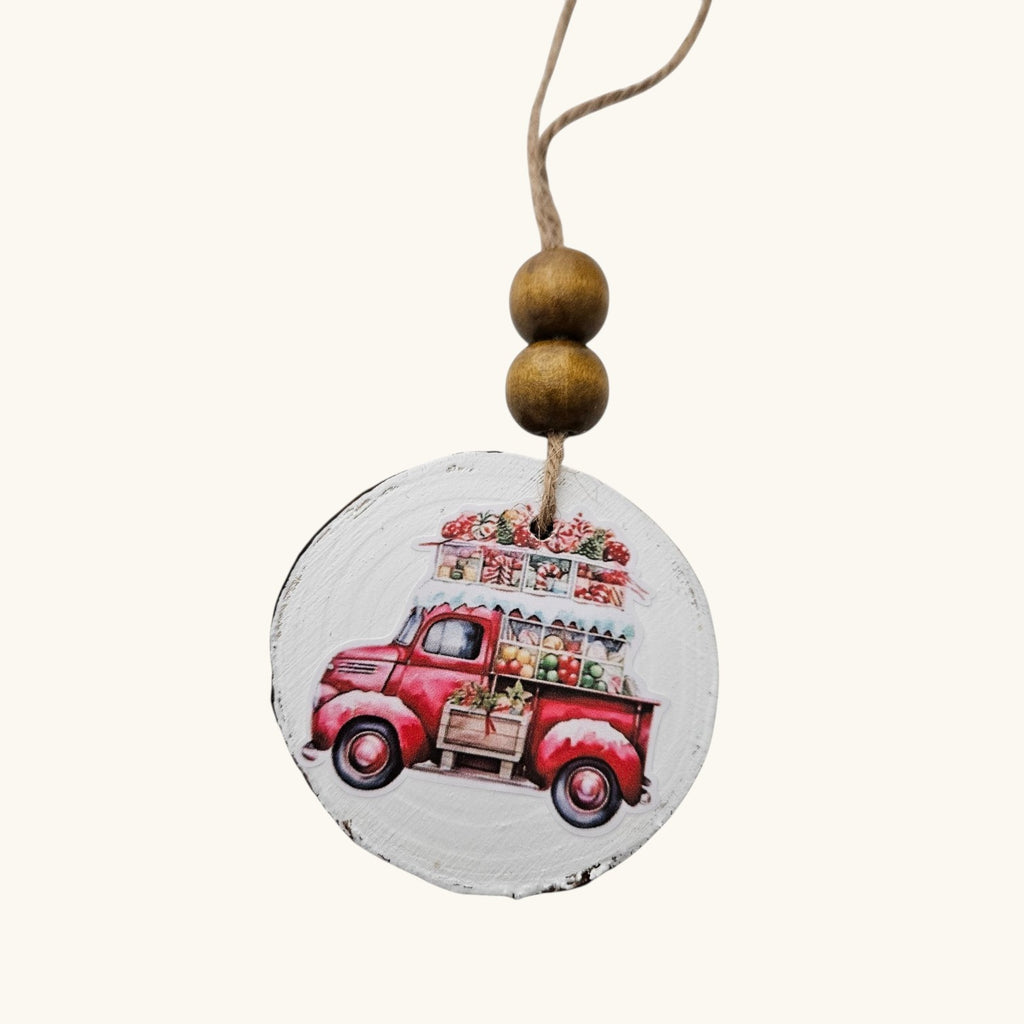 Handmade Wood Vintage Truck Christmas Ornaments Lot of 12