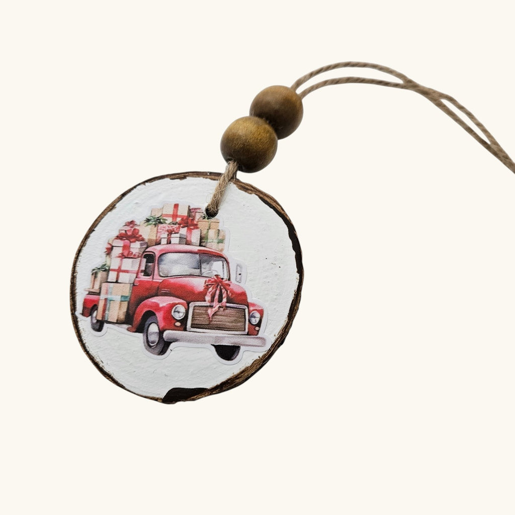 Handmade Wood Vintage Truck Christmas Ornaments Lot of 12