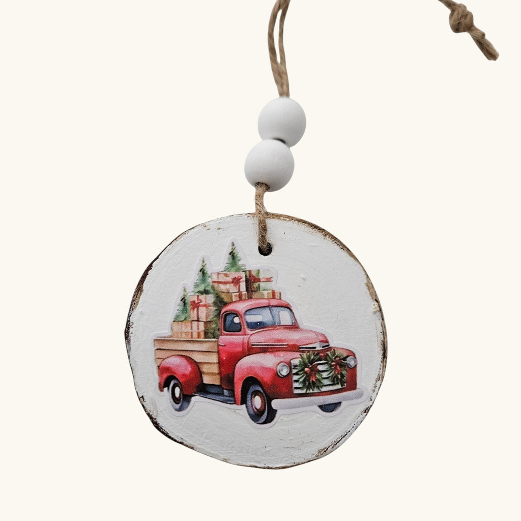 Handmade Wood Vintage Truck Christmas Ornaments Lot of 12