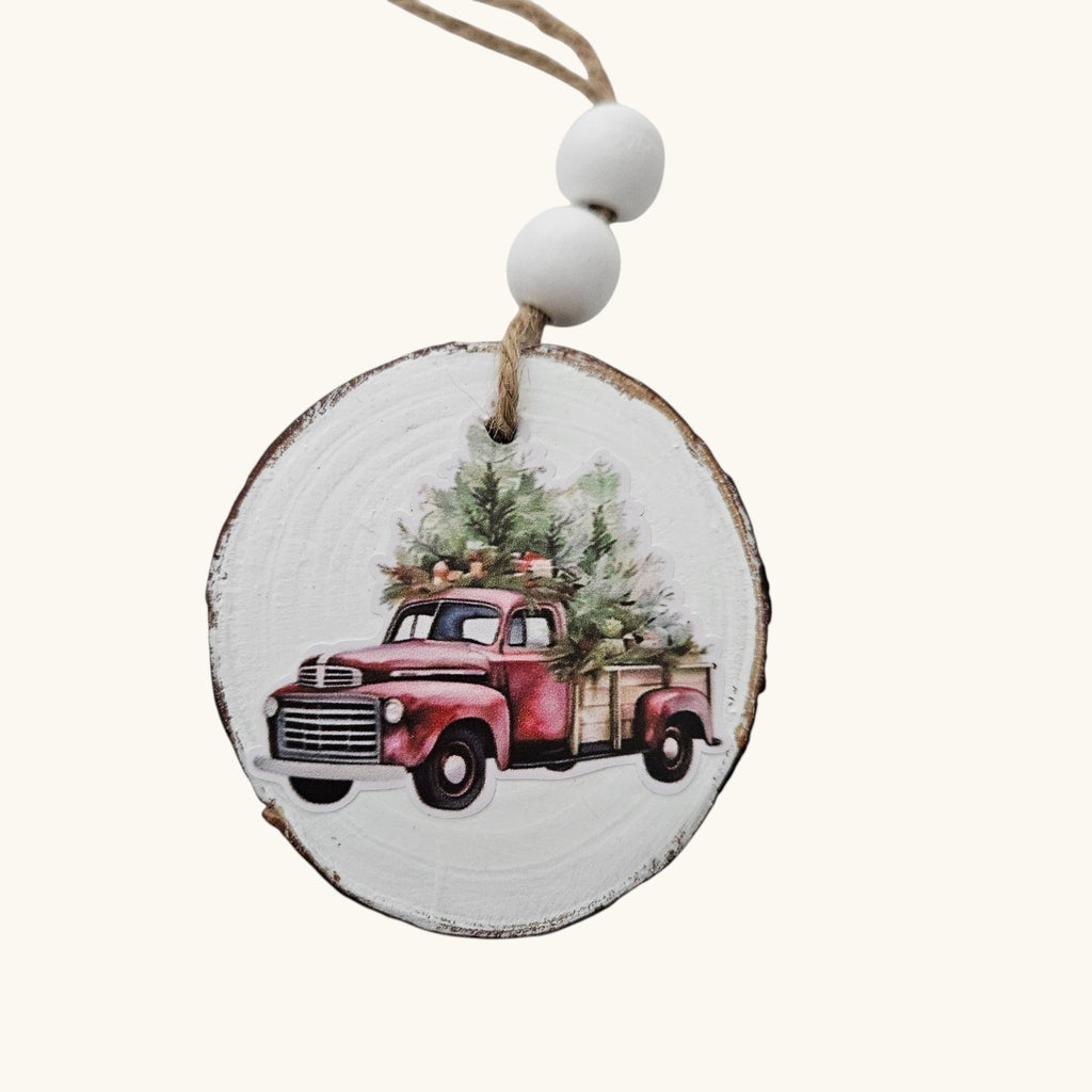 Handmade Wood Vintage Truck Christmas Ornaments Lot of 12
