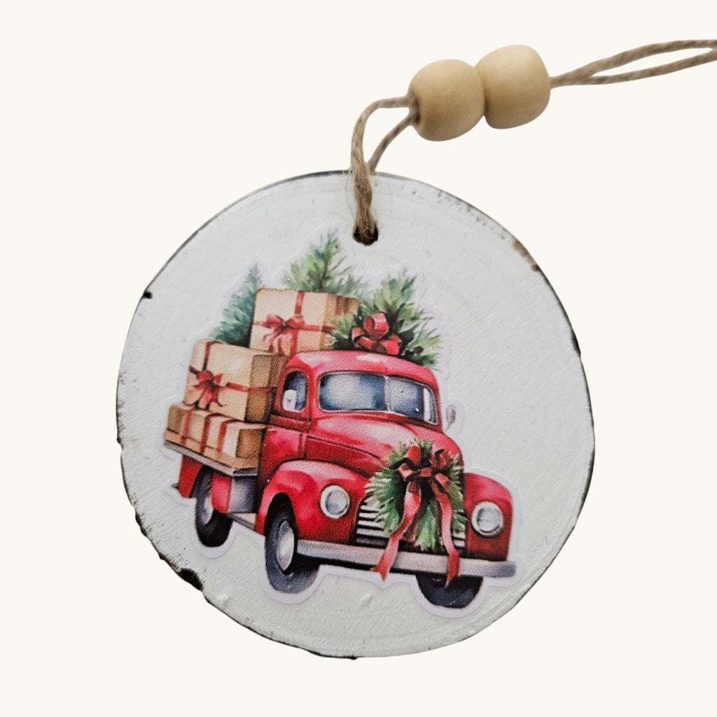 Handmade Wood Vintage Truck Christmas Ornaments Lot of 12