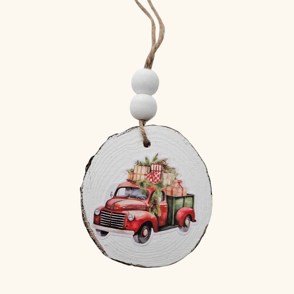 Handmade Wood Vintage Truck Christmas Ornaments Lot of 12