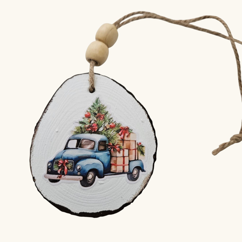 Handmade Wood Vintage Truck Christmas Ornaments Lot of 12
