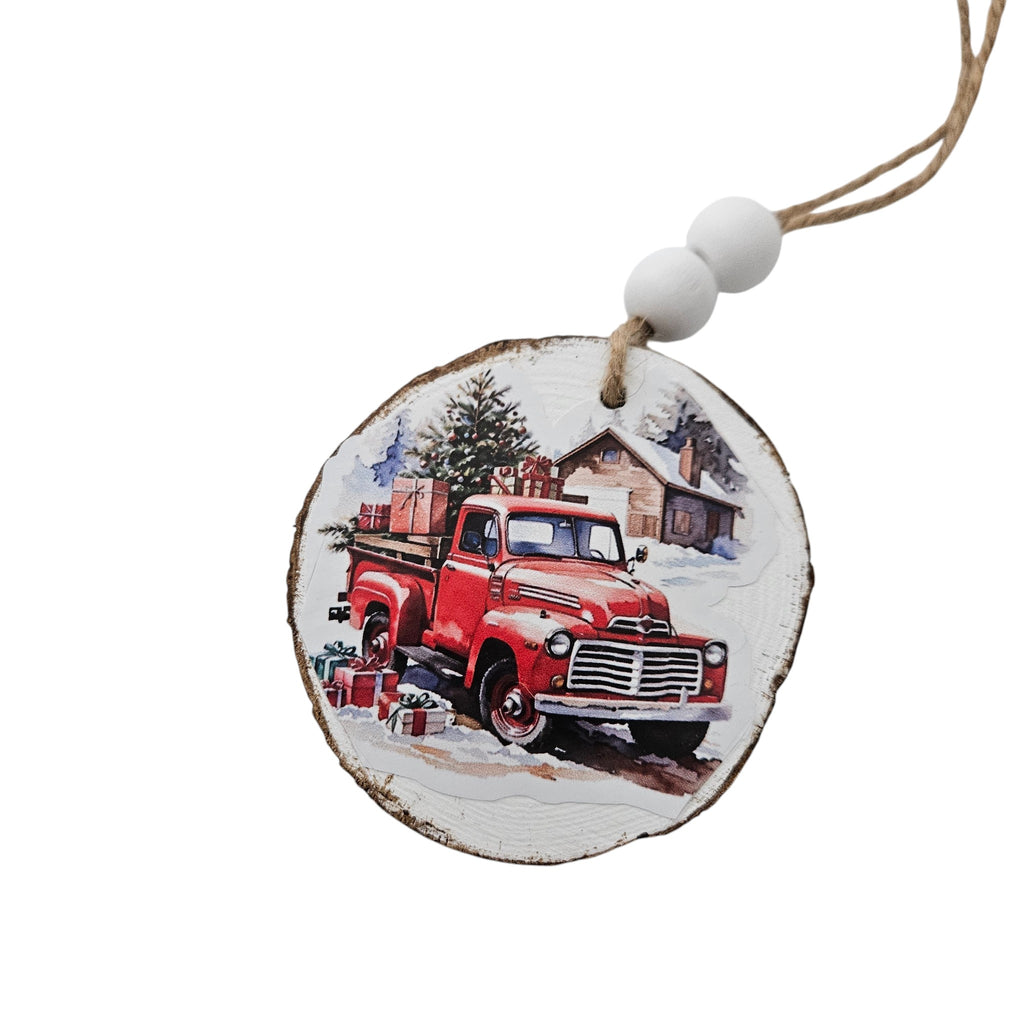 Handmade Wood Vintage Truck Christmas Ornaments Lot of 12