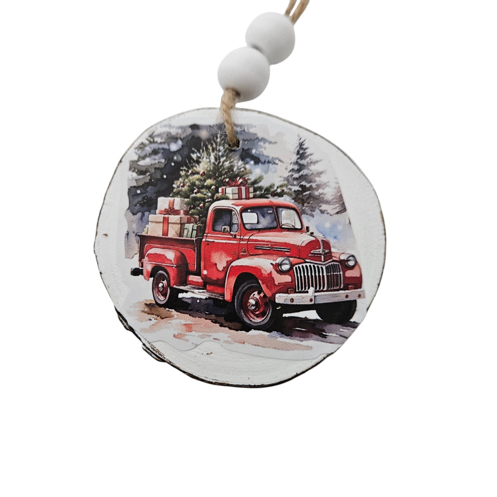 Handmade Wood Vintage Truck Christmas Ornaments Lot of 12