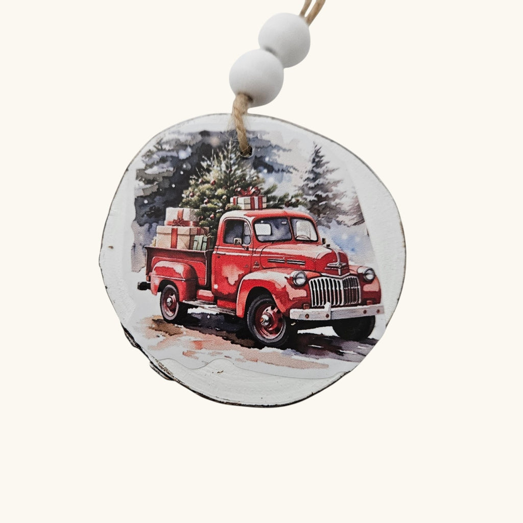 Handmade Wood Vintage Truck Christmas Ornaments Lot of 12