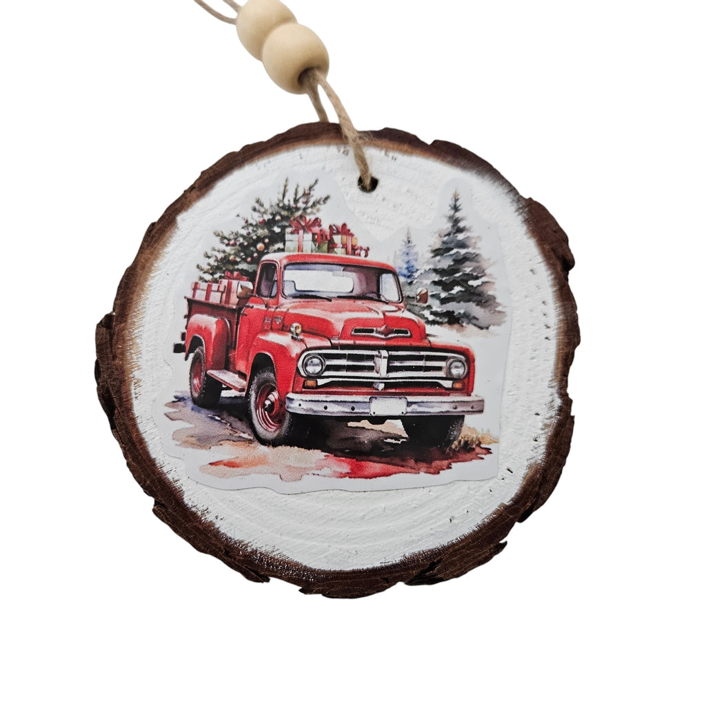 Handmade Wood Vintage Truck Christmas Ornaments Lot of 12