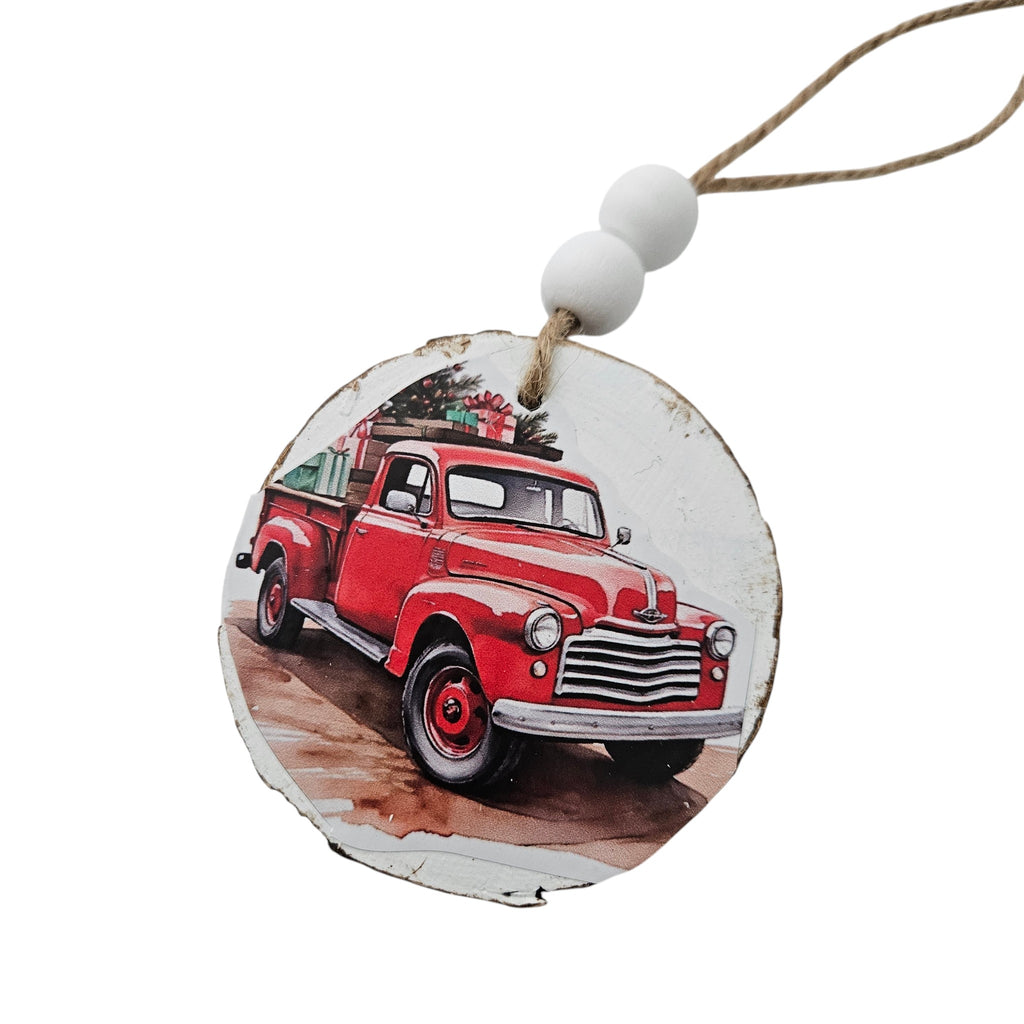 Handmade Wood Vintage Truck Christmas Ornaments Lot of 12
