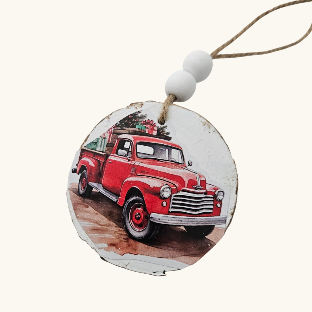 Handmade Wood Vintage Truck Christmas Ornaments Lot of 12