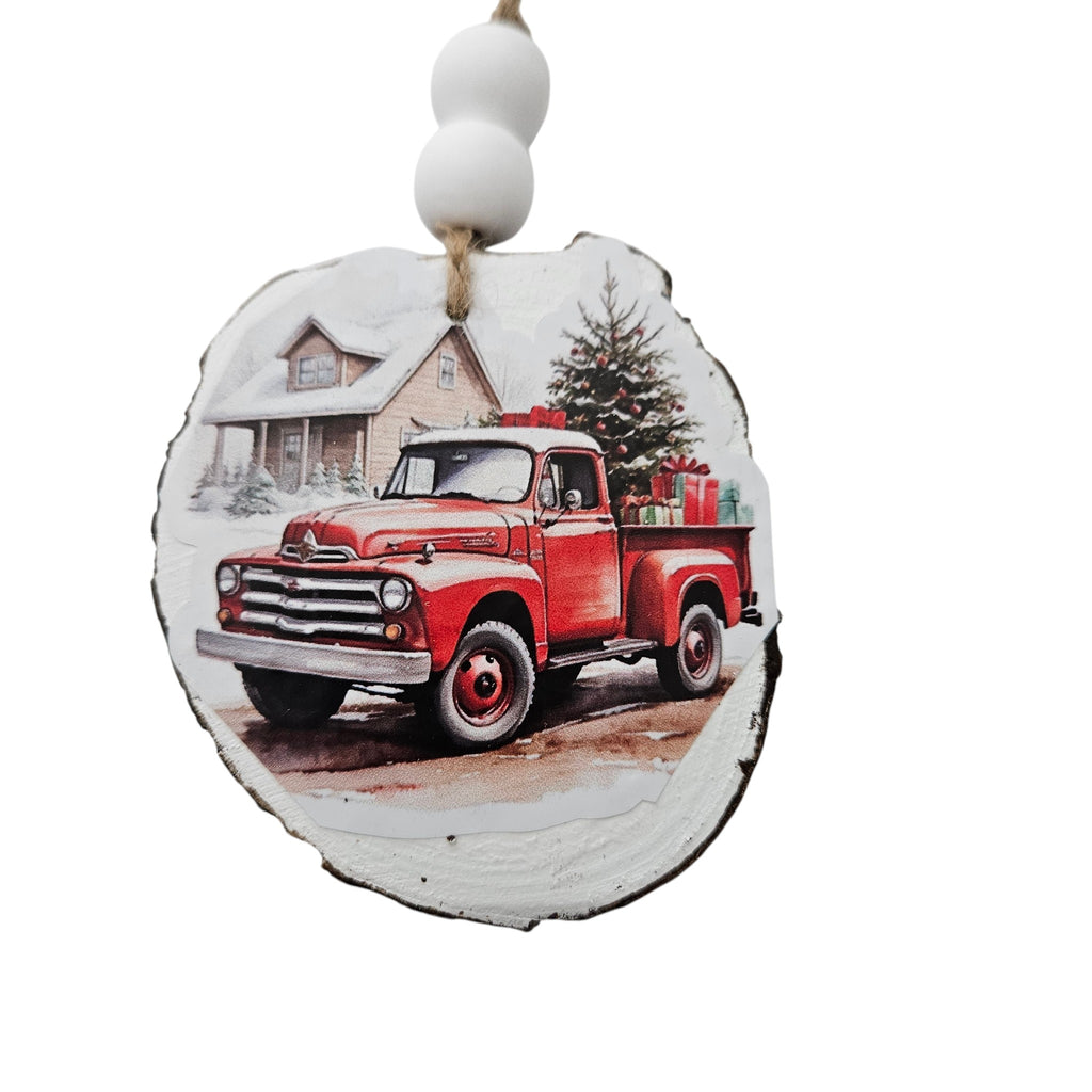 Handmade Wood Vintage Truck Christmas Ornaments Lot of 12