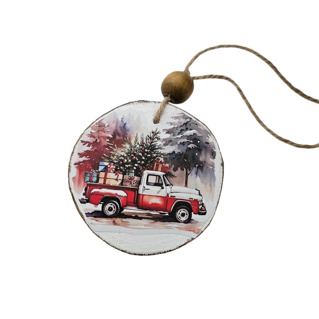 Handmade Wood Vintage Truck Christmas Ornaments Lot of 12