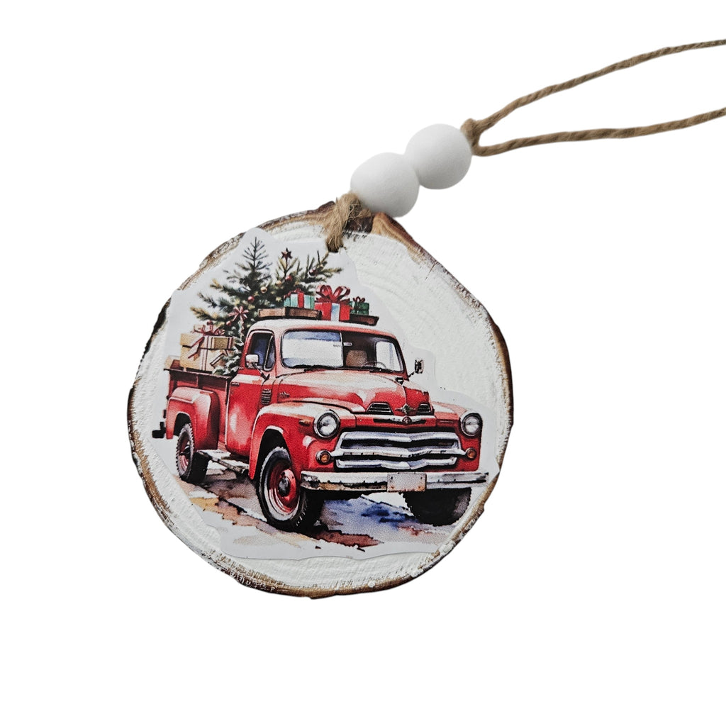 Handmade Wood Vintage Truck Christmas Ornaments Lot of 12