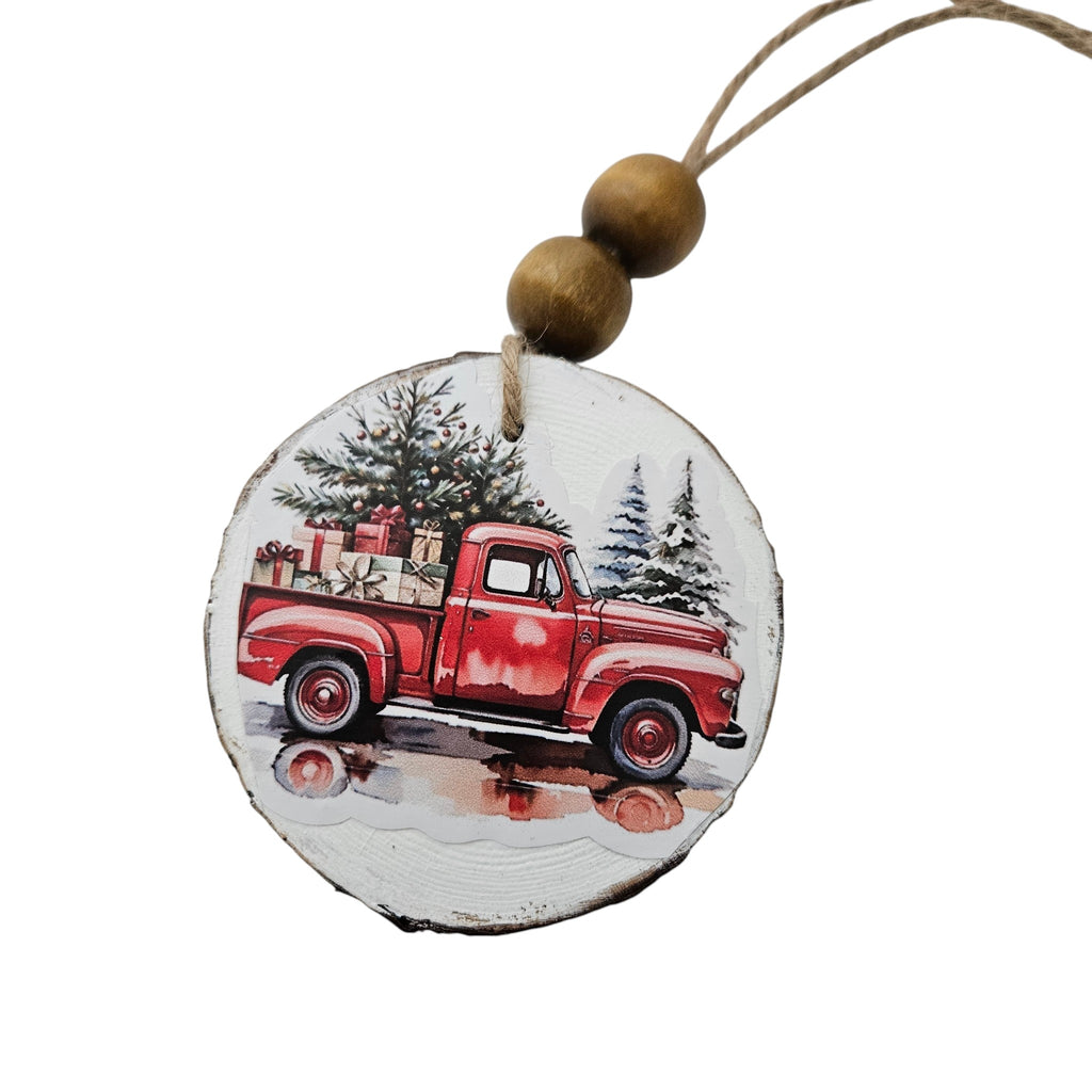 Handmade Wood Vintage Truck Christmas Ornaments Lot of 12